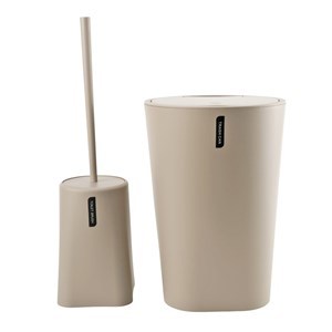 Imagen de Cepillo para WC con papelera, de plástico, BEIGE, Berlina Home, en caja
