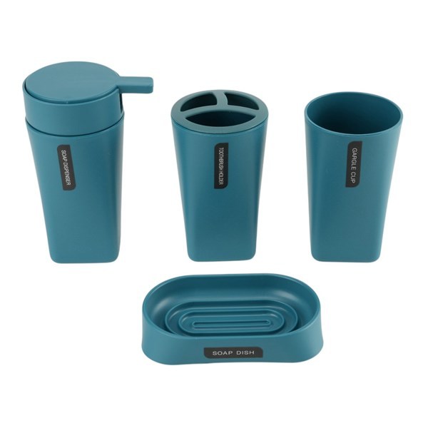 Imagen de Dispensador de jabón de plástico, con accesorios, 4 piezas, VERDE OSCURO, Berlina Home, en caja