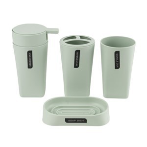 Imagen de Dispensador de jabón de plástico, con accesorios, 4 piezas, VERDE CLARO, Berlina Home, en caja
