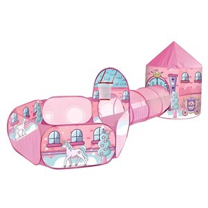 Imagen de Casita carpa para niños ROSADO, con túnel y pelotero, en bolsa