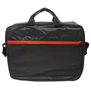 Imagen de Bolso para computadora 15" de poliéster con asas y correa, bolsillo frontal, en bolsa