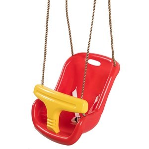 Imagen de Hamaca de plástico con respaldo para bebé, cuerda de 1.20m, varios colores