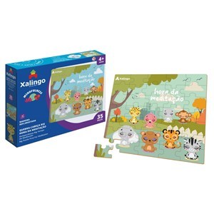Imagen de Puzzle de madera, 35 piezas, animales en meditación, XALINGO, en caja