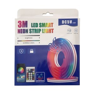 Imagen de Cinta tira de luces RGB led, 3m con control remoto, apta para exterior, neón con música, en caja