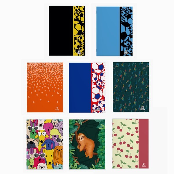 Imagen de Cuaderno de 96 hojas rayado, Sote PACK x8, varios diseños