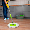 Imagen de Mopa de microfibra mango de acero inoxidable extensible + balde de plástico con centrifugadora de plástico, en bolsa ALKLIN