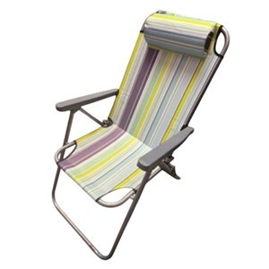 Imagen de Silla plegable de aluminio y poliéster, alta con apoya cabeza, 3 posiciones en bolsa, varios colores