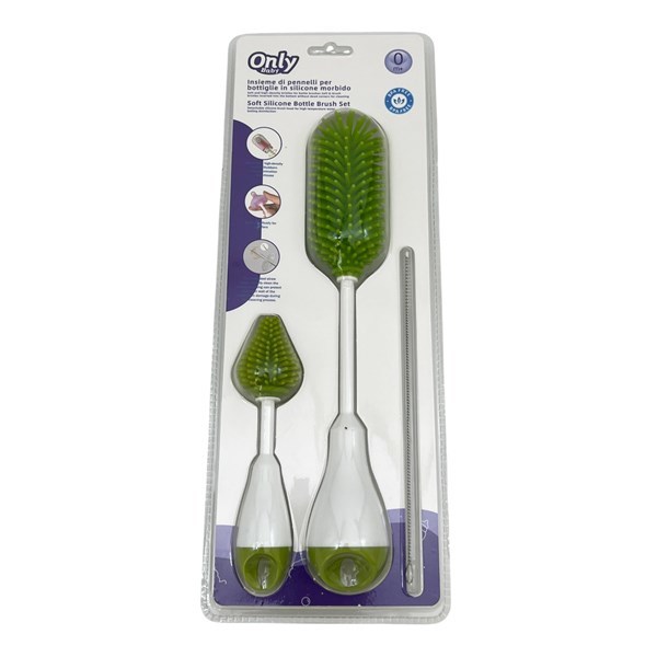Imagen de Cepillo limpia mamadera x3, de silicona en blister, varios colores