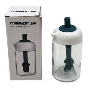 Imagen de Condimentero de vidrio, con pincel para aceite o salsas, en caja