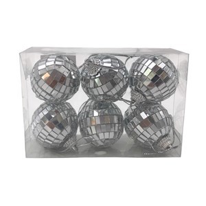 Imagen de Bolas navideñas x6 4cm, facetadas espejo, en caja de mica