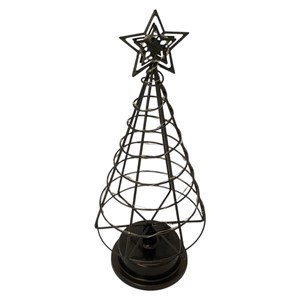 Imagen de Adorno árbol navideño para mesa, de metal con luz, en caja