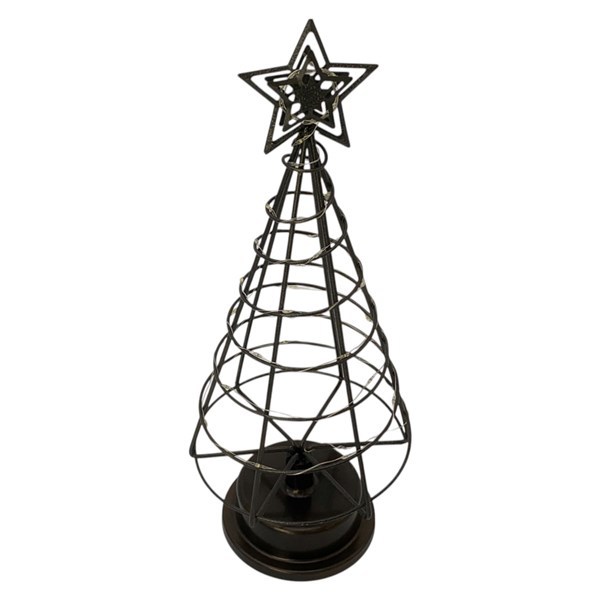 Imagen de Adorno árbol navideño para mesa, de metal con luz, en caja
