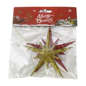 Imagen de Adorno navideño estrella para colgar x2, con brillantina, en bolsa