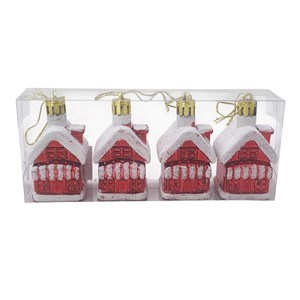 Imagen de Adorno navideño casa x4, en caja