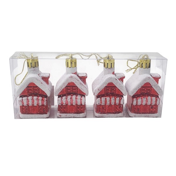 Imagen de Adorno navideño casa x4, en caja