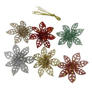 Imagen de Adorno navideño flor x6, en bolsa