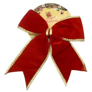 Imagen de Adorno navideño moña, símil terciopelo, en cartón