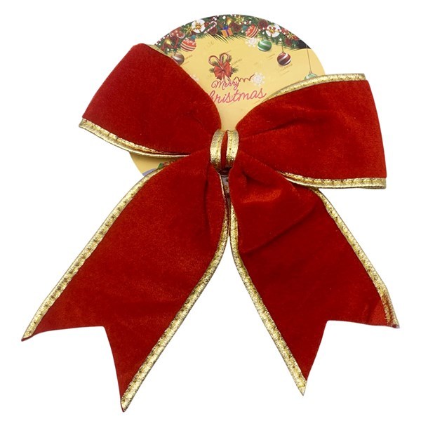 Imagen de Adorno navideño moña, símil terciopelo, en cartón