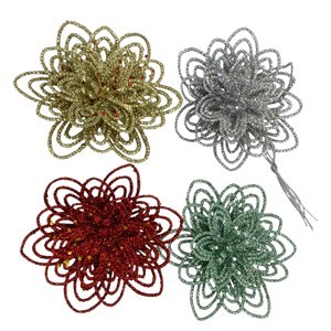 Imagen de Adorno navideño flor x4, en bolsa
