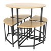 Imagen de Mesa redonda de hierro y MDF con 4 bancos, BEIGE, en caja Berlina Home