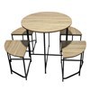 Imagen de Mesa redonda de hierro y MDF con 4 bancos, BEIGE, en caja Berlina Home