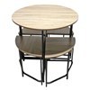 Imagen de Mesa redonda de hierro y MDF con 4 bancos, BEIGE, en caja Berlina Home