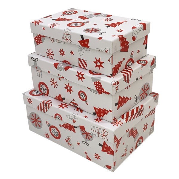 Imagen de Cajas forradas, set x3, diseño navidad