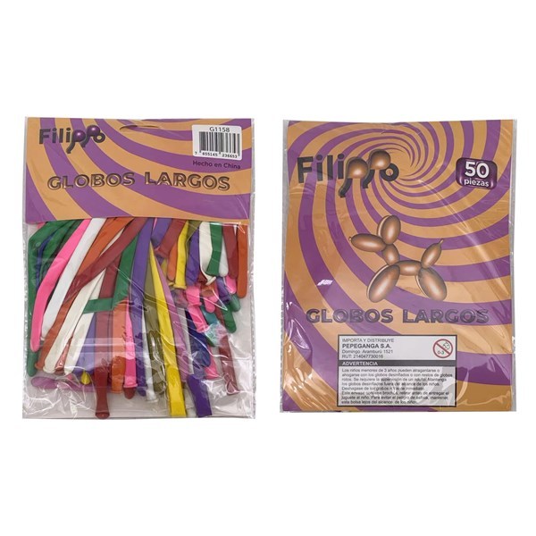 Imagen de Globo largo multicolor FILIPPO, bolsa x50
