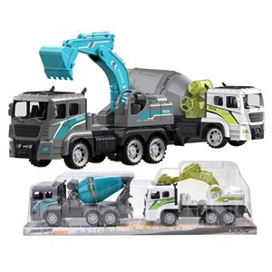 Imagen de Camión a fricción, x2, mezcladora y pala excavadora, en burbuja