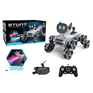 Imagen de Robot perro con control remoto, con luz sonido y movimiento, recargable y 2AA, en caja