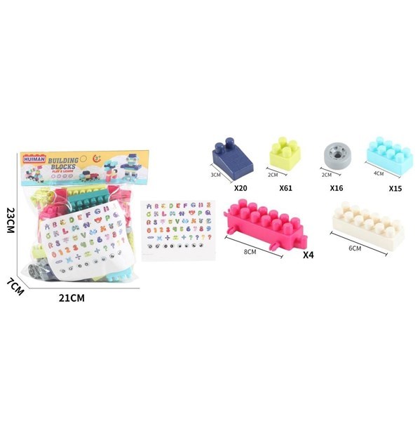 Imagen de Bloques de plástico, 120 piezas, chicas, en bolsa