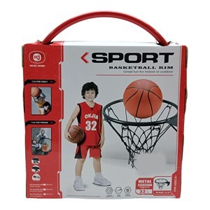 Imagen de Aro de basket de metal, 32cm con pelota e inflador, en caja