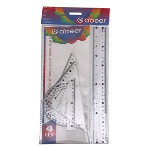 Imagen de Juego de geometría 4 piezas, 30cm, en bolsa