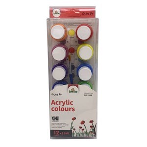 Imagen de Pintura acrílica x12 frascos 25ml, con pincel en caja