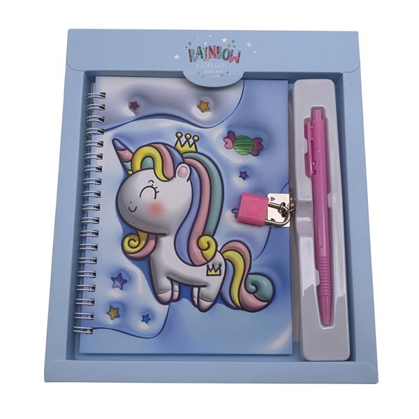 Imagen de Diario íntimo con llave y lapicera, varios diseños, unicornios en caja