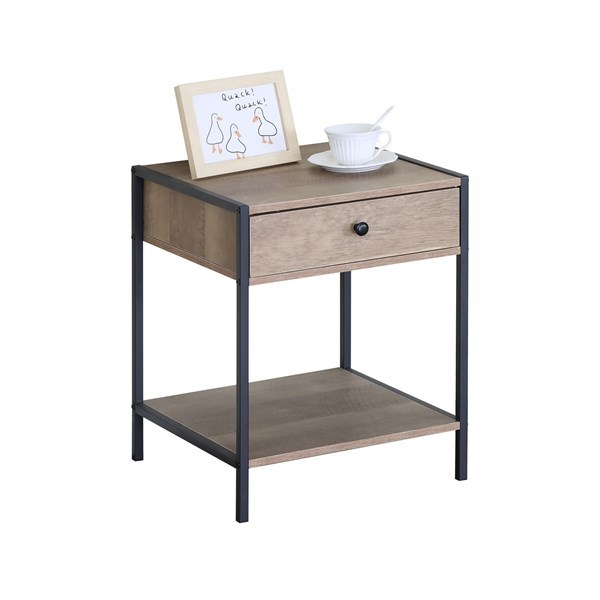 Imagen de Mesa auxiliar o de luz de hierro y MDF 1 estante 1 cajón, en caja Berlina Home