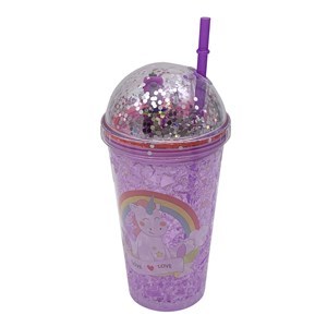 Imagen de Vaso con sorbito, de acrílico 450ml, tapa rosca, varios colores