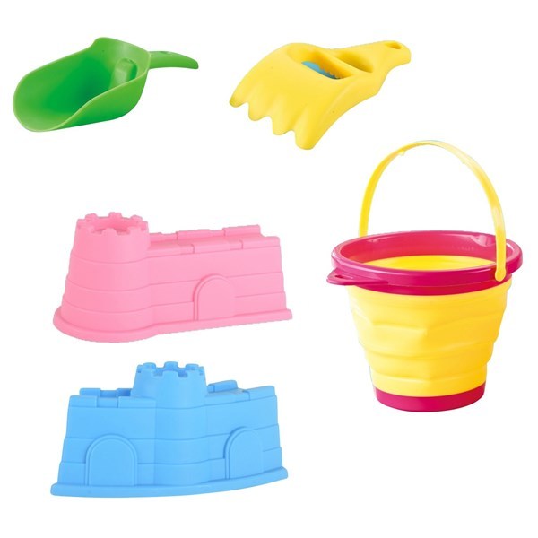 Imagen de Juego de playa, balde plegable, 5 piezas, en red