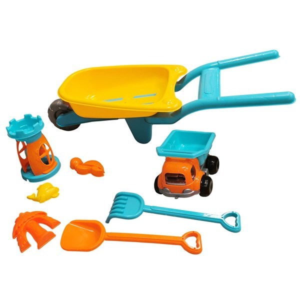 Imagen de Juego de playa, carretilla grande con 7 accesorios, en red varios colores