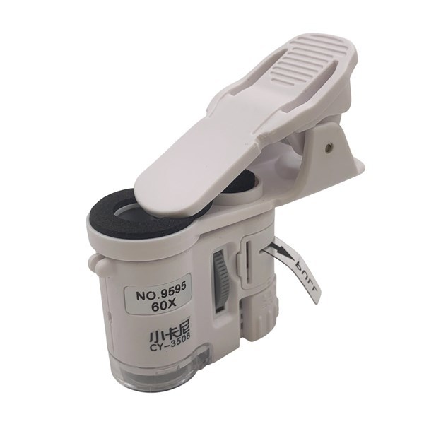 Imagen de Microscopio de mano con clip, luz LED y UV, en caja