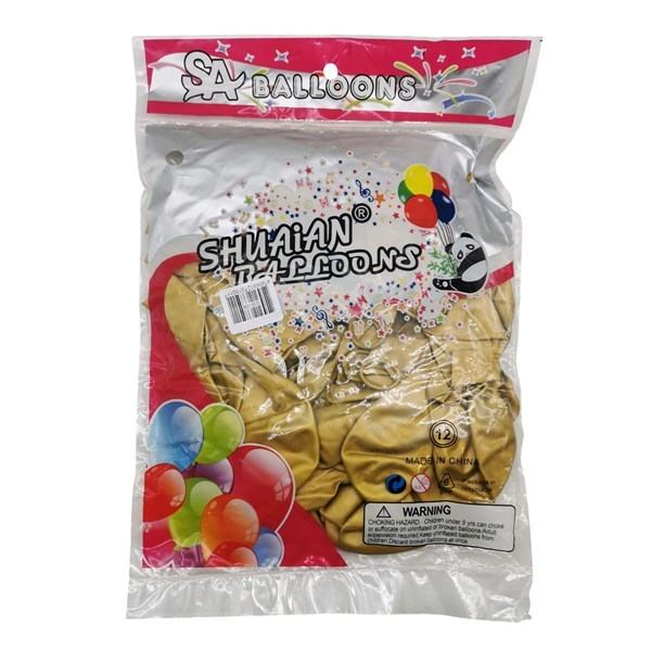 Imagen de Globo 12" CROMADO dorado, bolsa x50