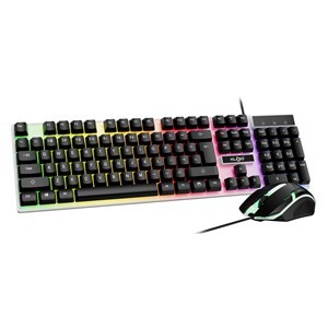 Imagen de Teclado y mouse con cable, retroiluminado, negro, KLGO, en caja