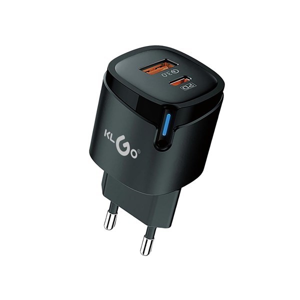 Imagen de Cargador con entrada USB-C y USB-A, 30W, KLGO, en caja