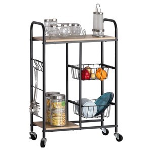 Imagen de Mueble organizador de hierro y MDF, con ruedas 2 canastos 1 estante, en caja Berlina Home