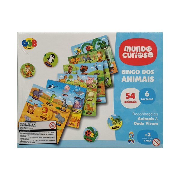 Imagen de Juego de mesa, bingo, de animales, 6 cartones 54 piezas en caja