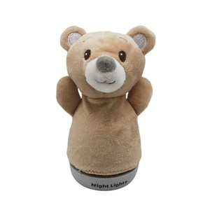 Imagen de Dormidera peluche oso, veladora con luz cambia de color, 3AAA, en caja de PVC, sin sonido
