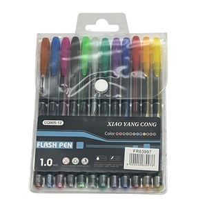 Imagen de Lapicera de gel, x12 colores con brillantina, en estuche de PVC