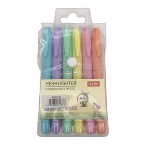 Imagen de Marcador resaltador flúo x6, punta biselada, en estuche de PVC