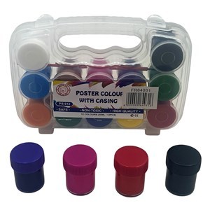 Imagen de Témpera x12, 20ml con pincel, en valija de plástico