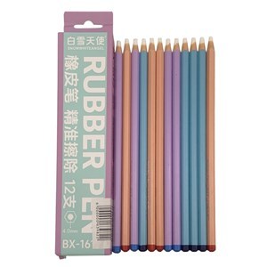 Imagen de Goma de borrar x12, diseño lápiz, en caja